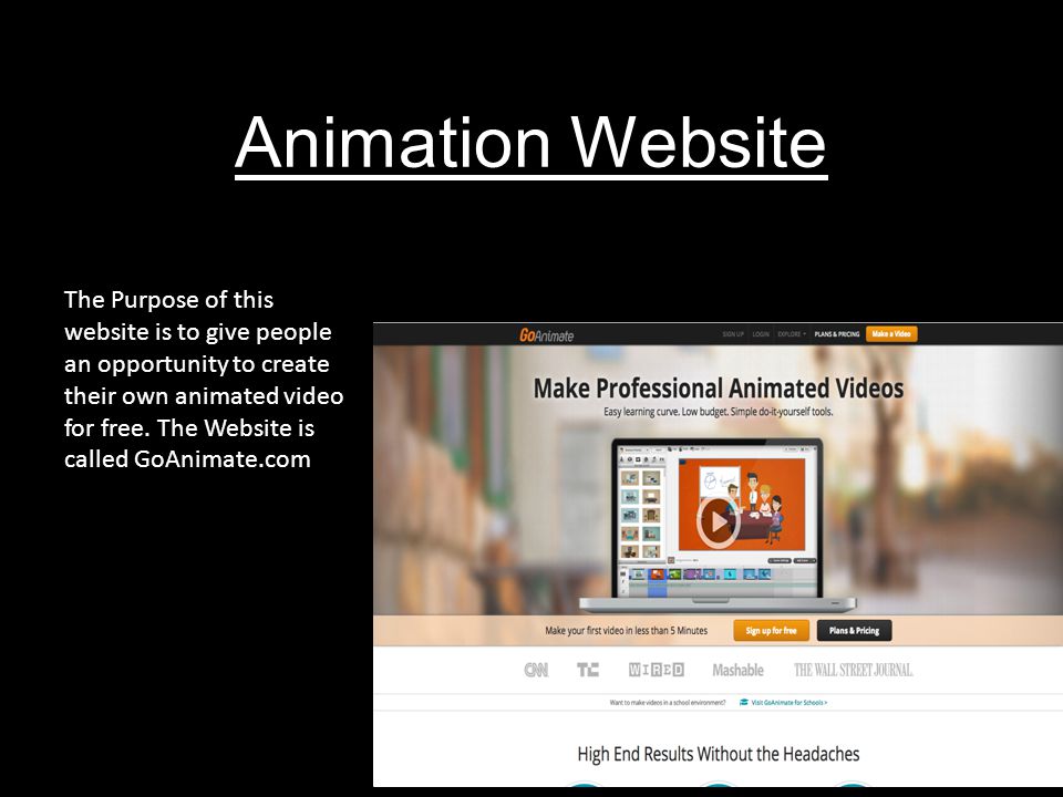 Web Design Steffan Gwynn Phillip Jacobs. Animation Website The Purpose of  this website is to give people an opportunity to create their own animated  video. - ppt download