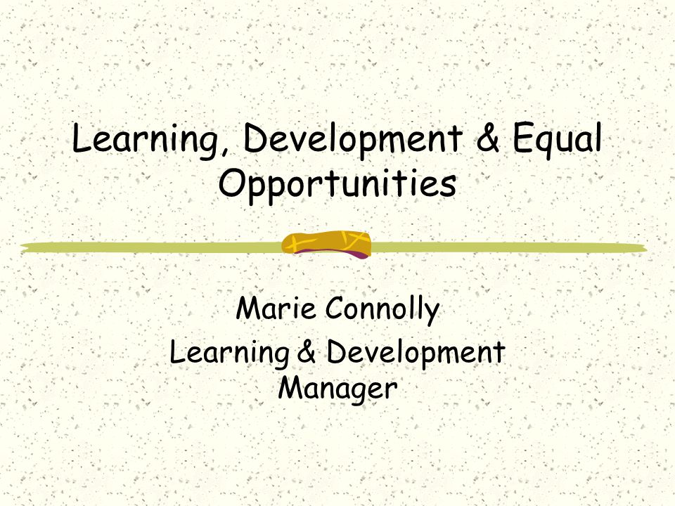 Learning, Development & Equal Opportunities Marie Connolly Learning & Development Manager