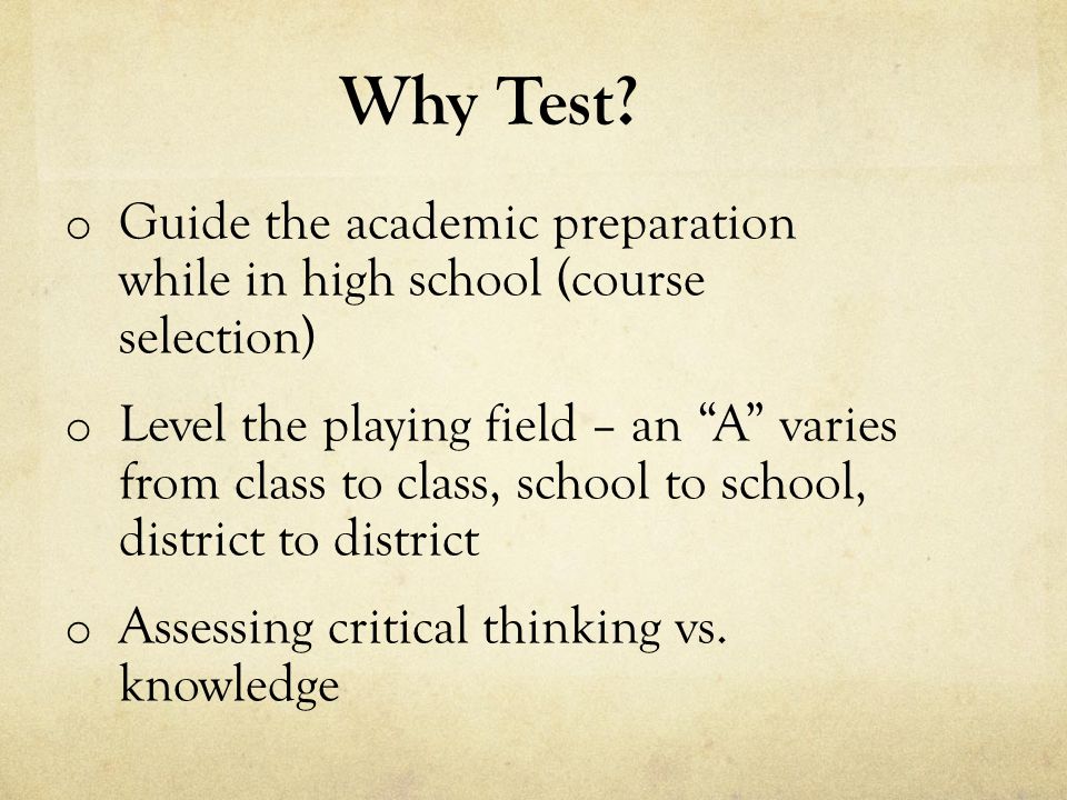 Why Test.