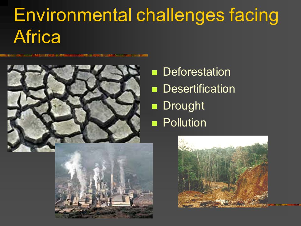 Environmental challenges facing Africa Deforestation Desertification Drought Pollution