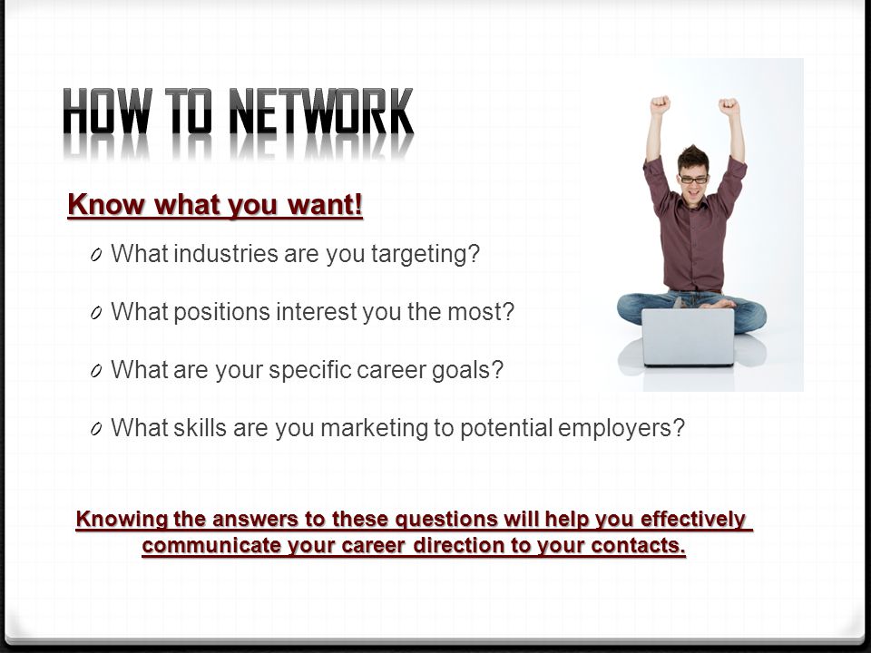 0 What industries are you targeting. 0 What positions interest you the most.