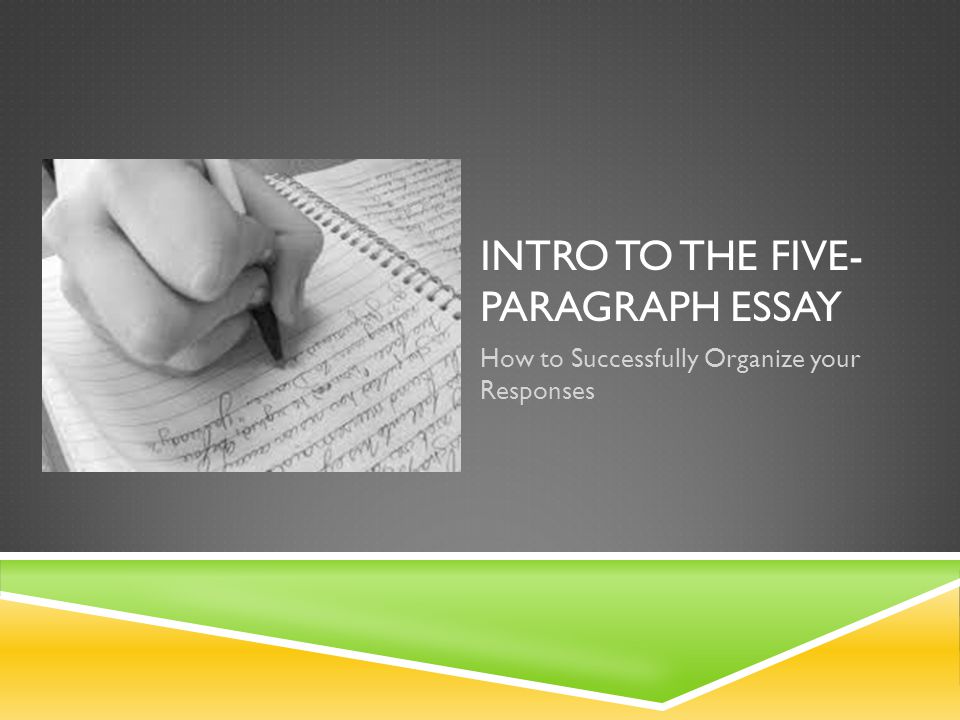 INTRO TO THE FIVE- PARAGRAPH ESSAY How to Successfully Organize your Responses
