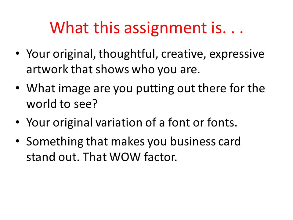 What this assignment is...