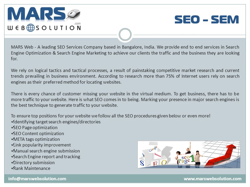 SEO - SEM   MARS Web - A leading SEO Services Company based in Bangalore, India.