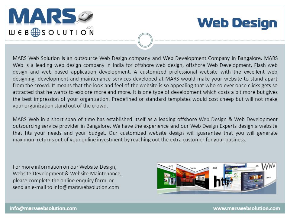 Web Design   MARS Web Solution is an outsource Web Design company and Web Development Company in Bangalore.