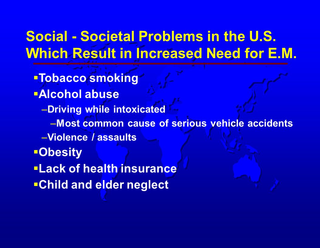 Social - Societal Problems in the U.S. Which Result in Increased Need for E.M.
