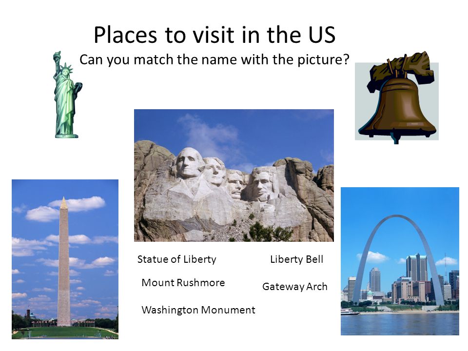 Places to visit in the US Can you match the name with the picture.