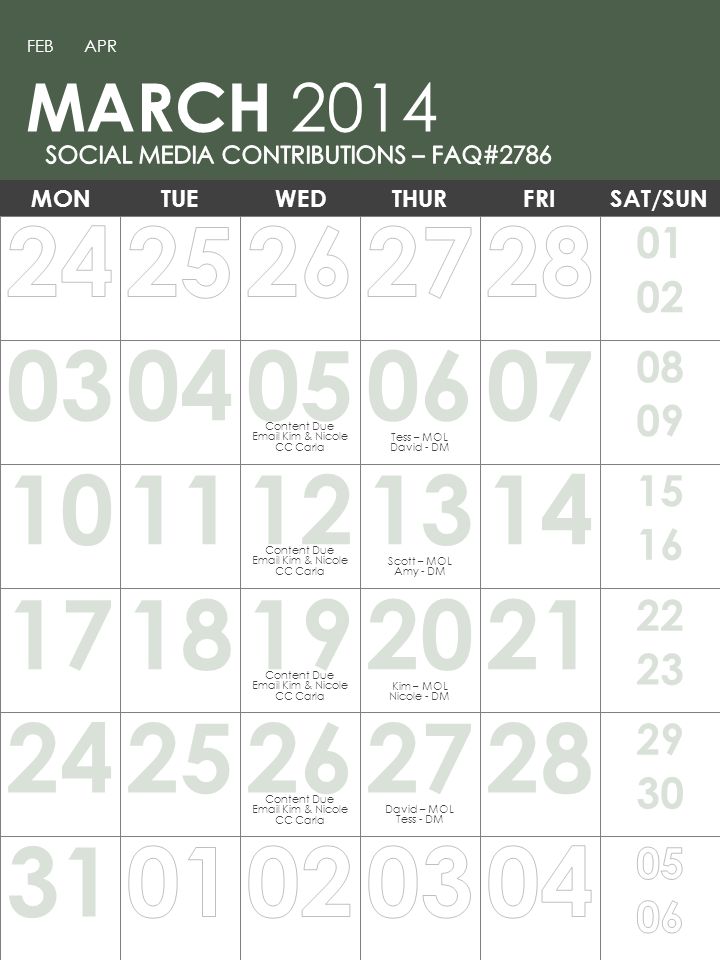 Note: You can print this template to use as a wall calendar.