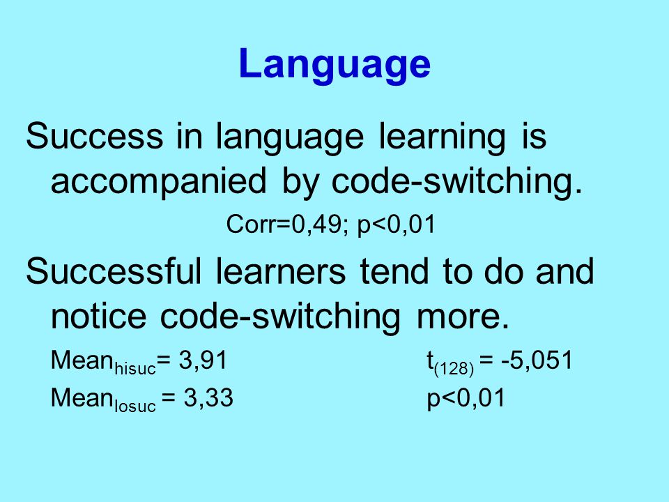 Language Success in language learning is accompanied by code-switching.