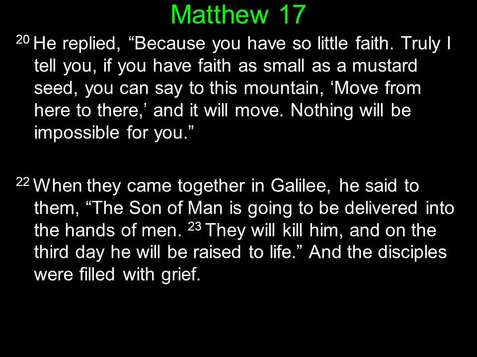 Matthew He replied, Because you have so little faith.