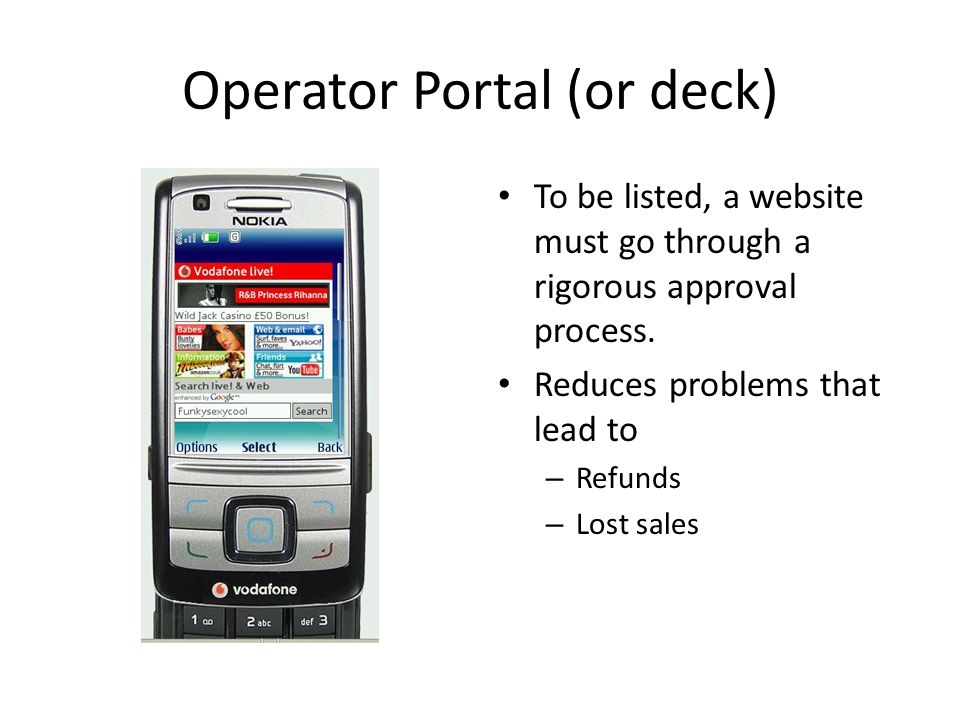 Operator Portal (or deck) To be listed, a website must go through a rigorous approval process.