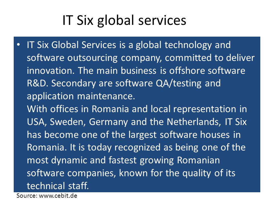 IT Six Global Services is a global technology and software outsourcing company, committed to deliver innovation.