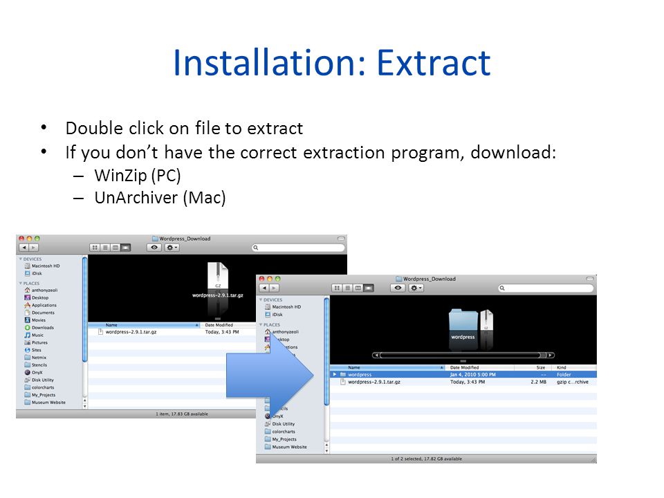 Installation: Extract Double click on file to extract If you don’t have the correct extraction program, download: – WinZip (PC) – UnArchiver (Mac)