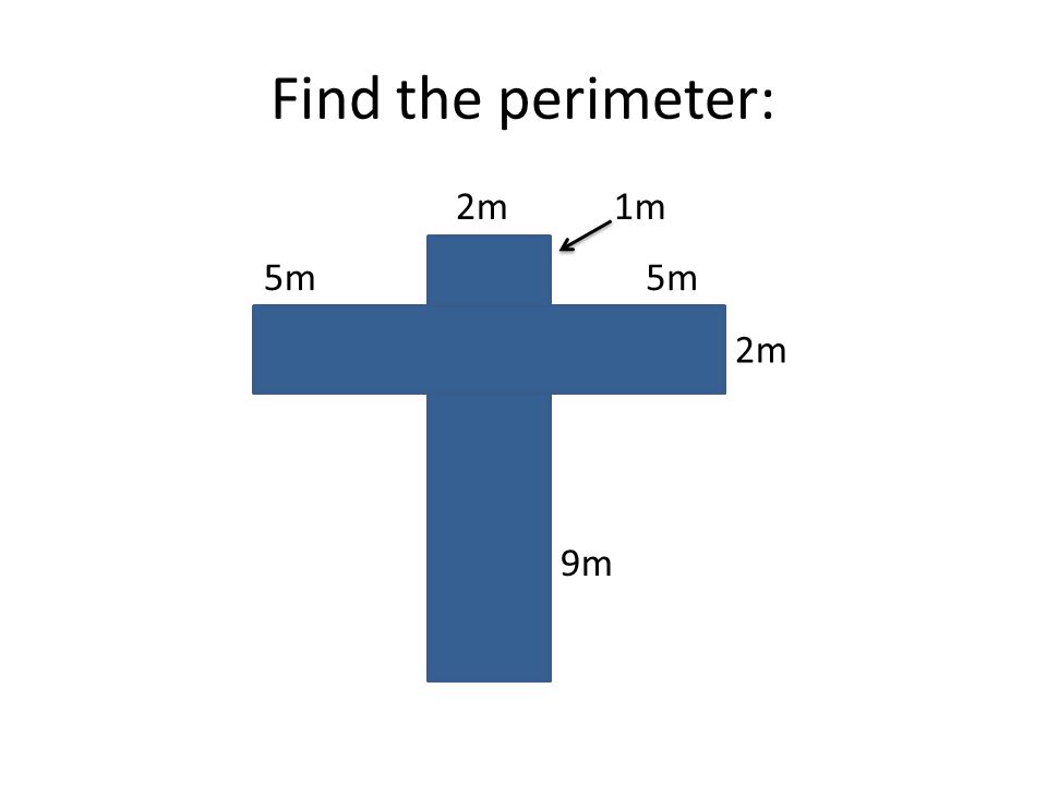 Find the perimeter: 2m 5m 2m 9m 5m 1m