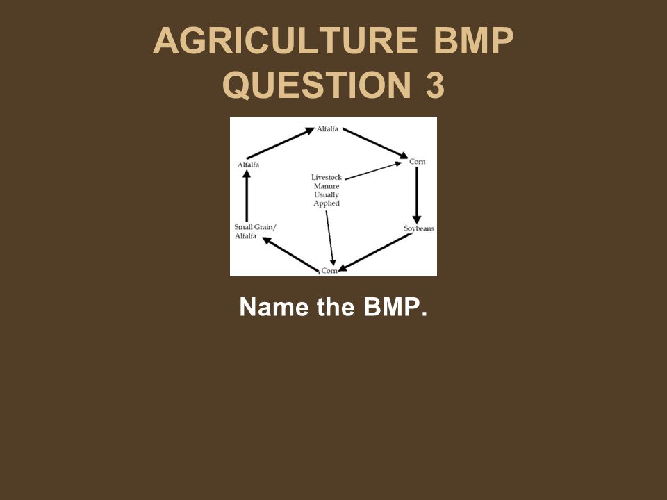 AGRICULTURE BMP QUESTION 3 Name the BMP.