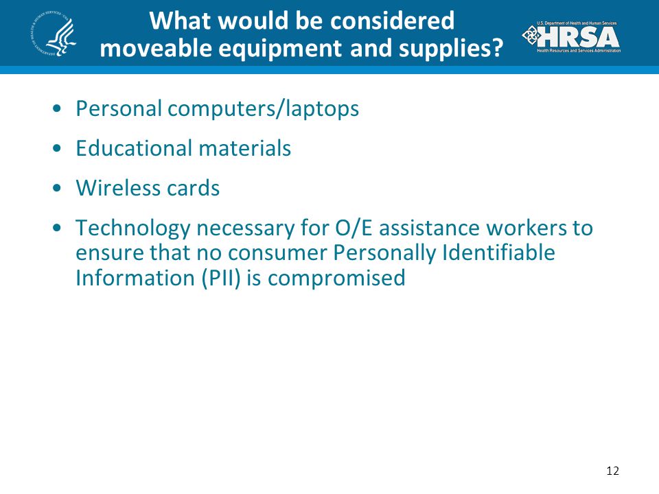 What would be considered moveable equipment and supplies.