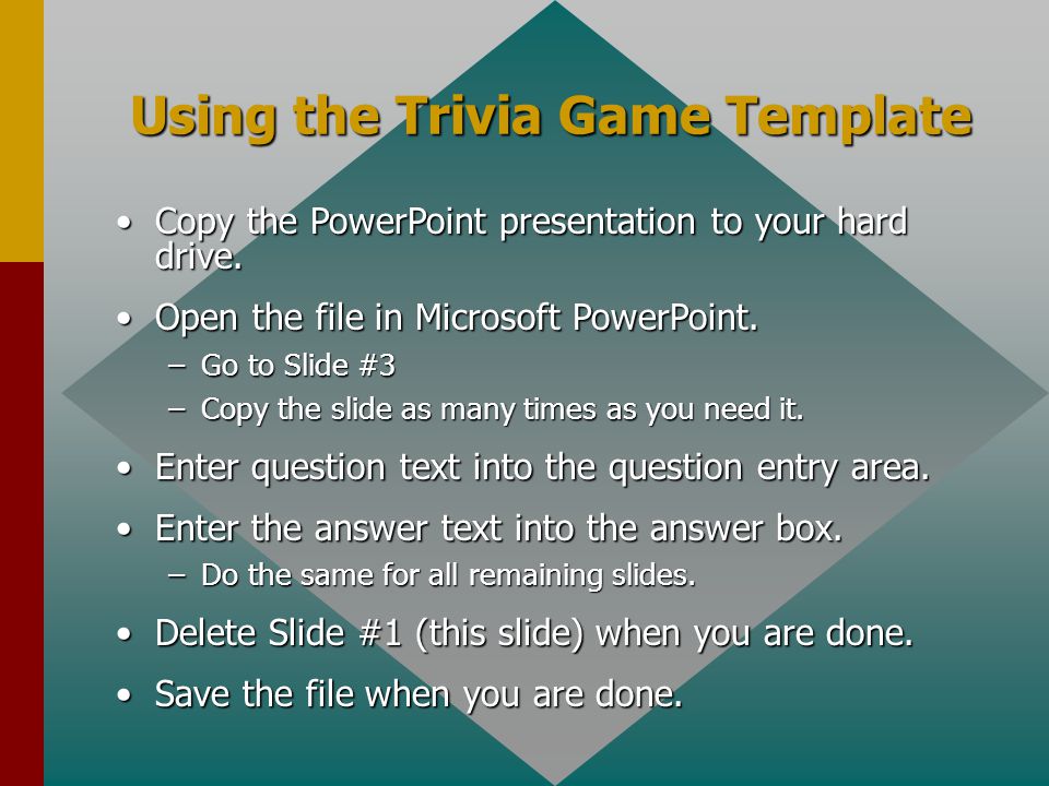 using the trivia game