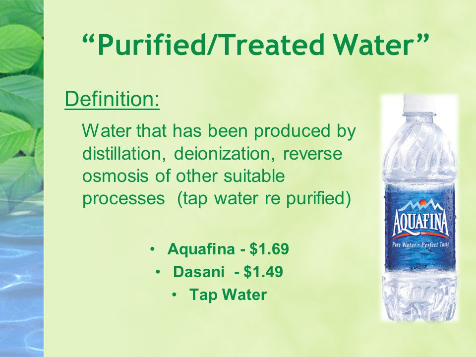 Питьевая вода информация. Purified Water перевод.