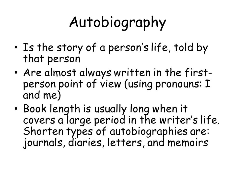 different types of autobiography