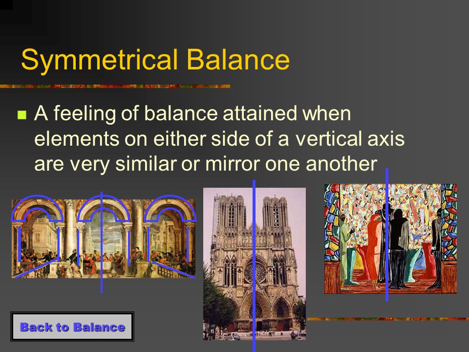 BALANCE (visual weight) Symmetrical Asymmetrical Radial Unbalanced Principles