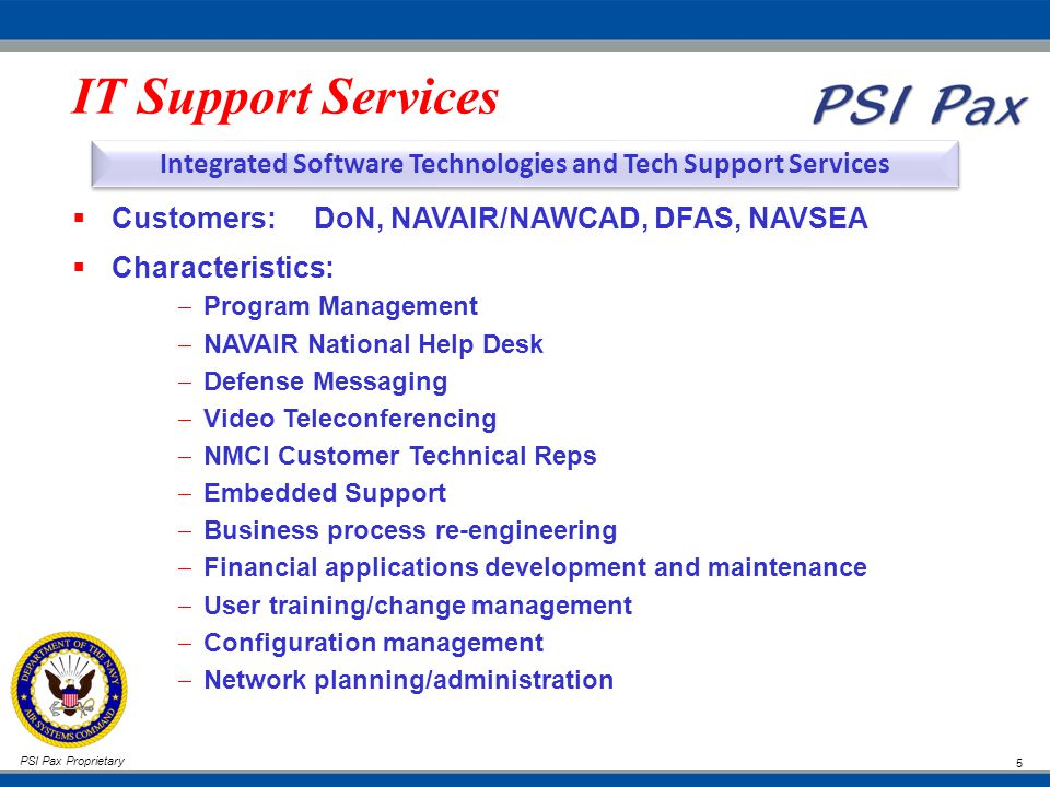 1 Psi Pax Proprietary Company Overview Systems Lifecycle Support