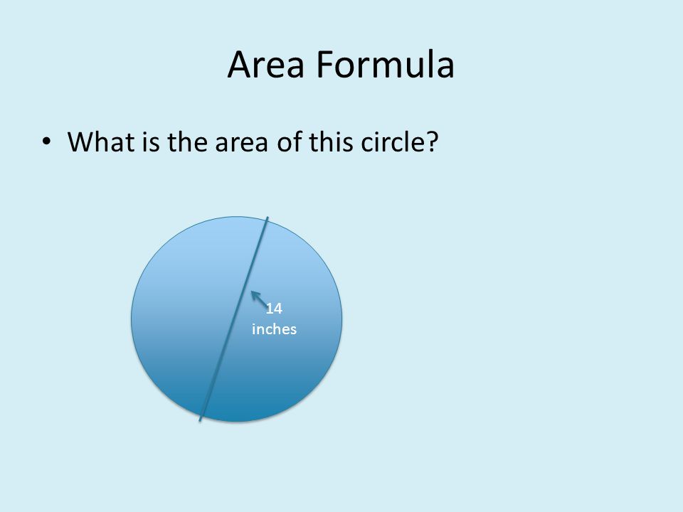 Area Formula What is the area of this circle 14 inches