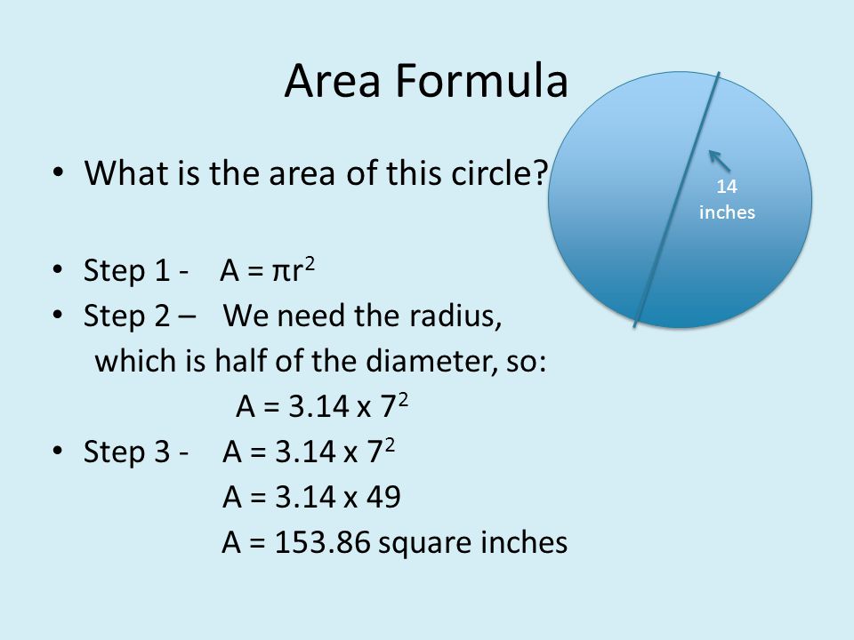 Area Formula What is the area of this circle.