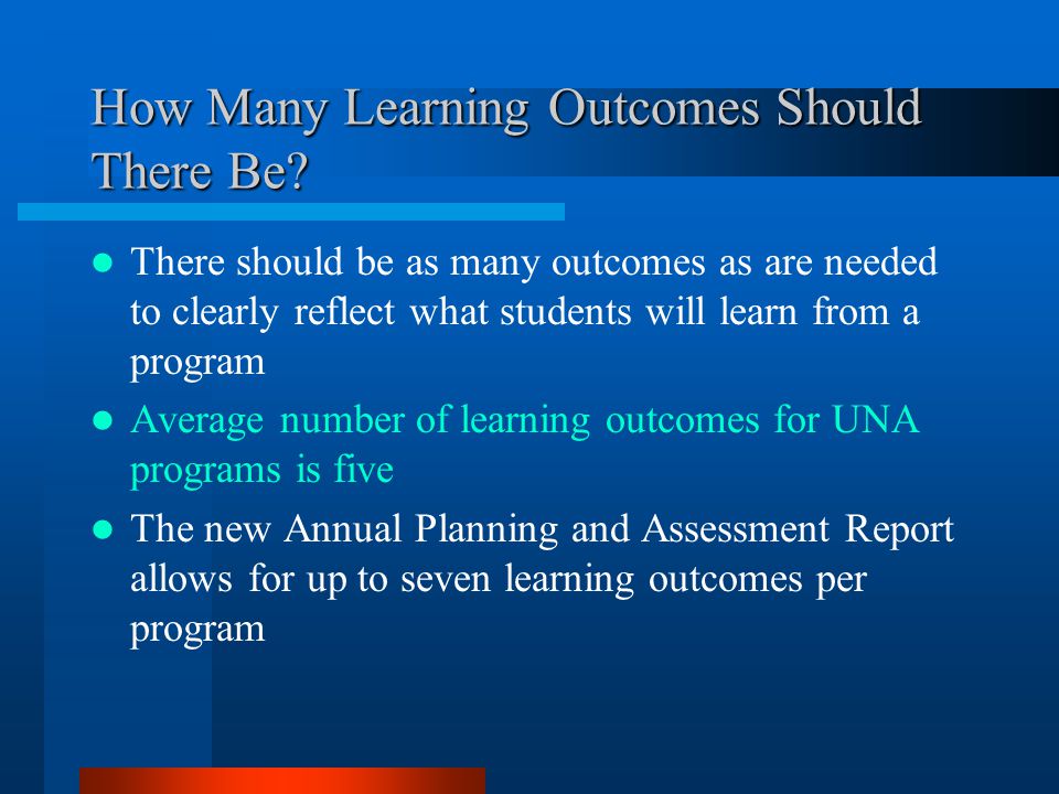 How Many Learning Outcomes Should There Be.