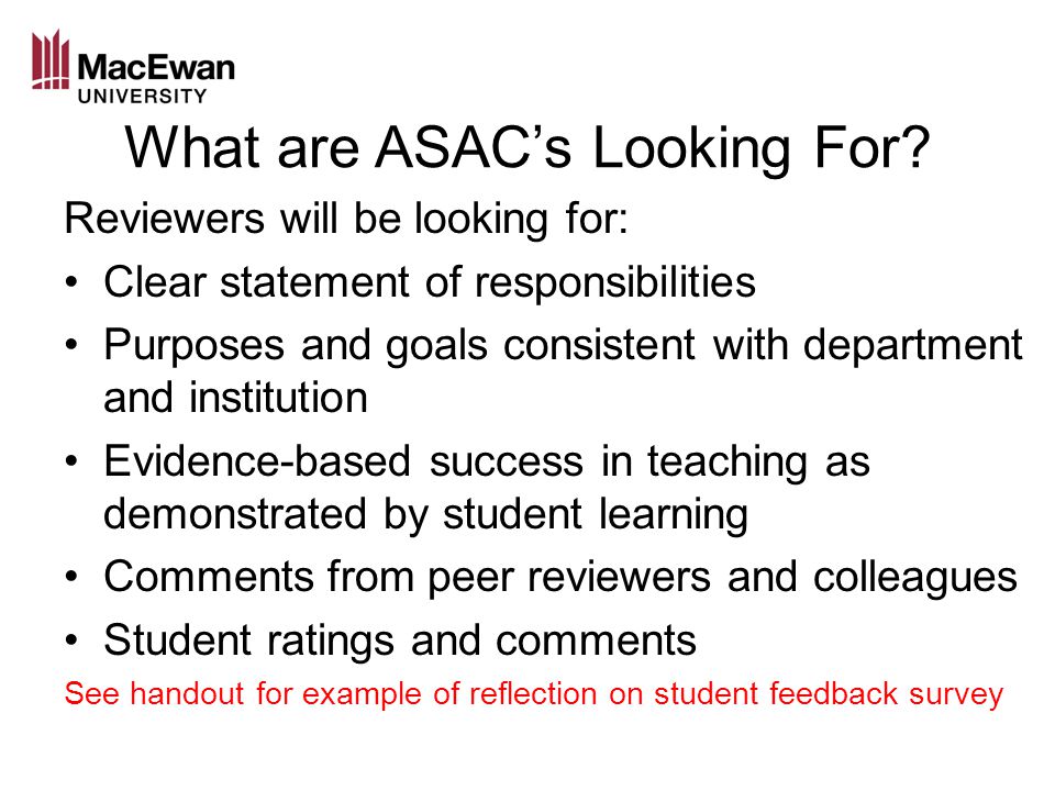 What are ASAC’s Looking For.