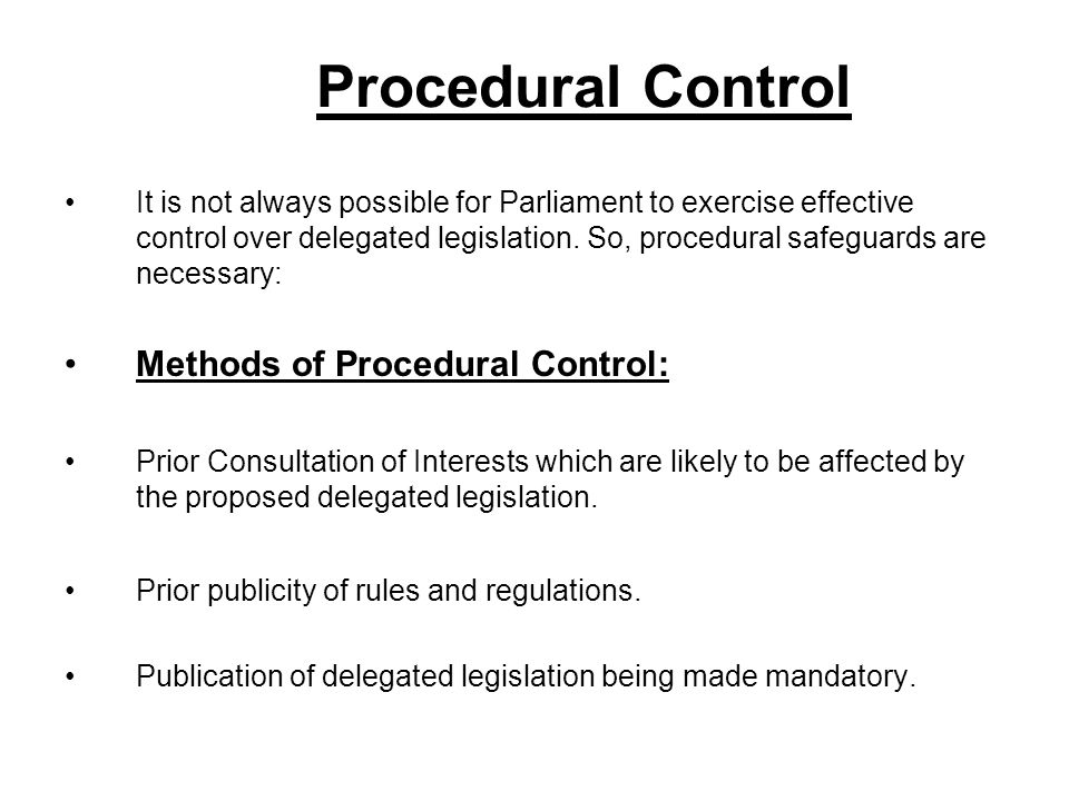 procedural control of delegated legislation