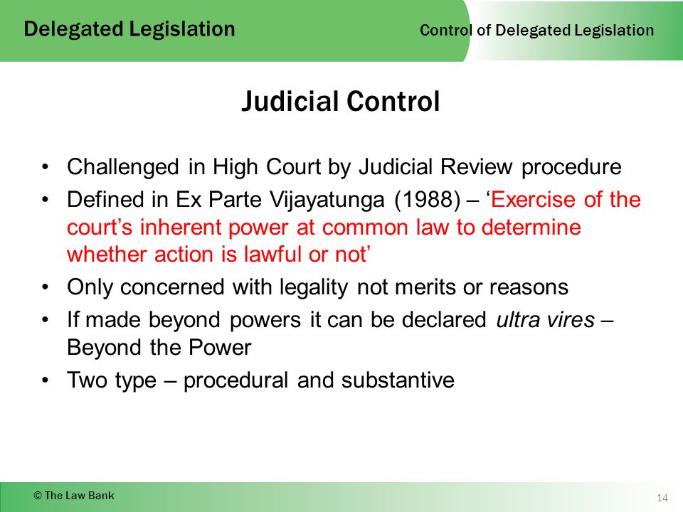 procedural control of delegated legislation