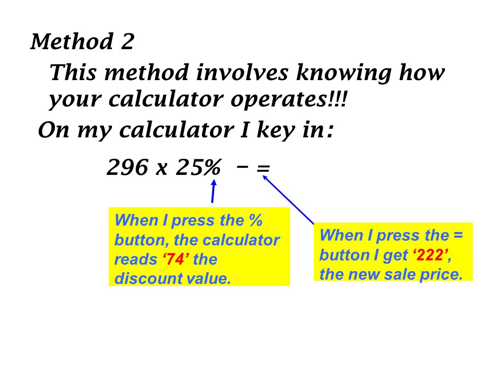 Method 2 This method involves knowing how your calculator operates!!.
