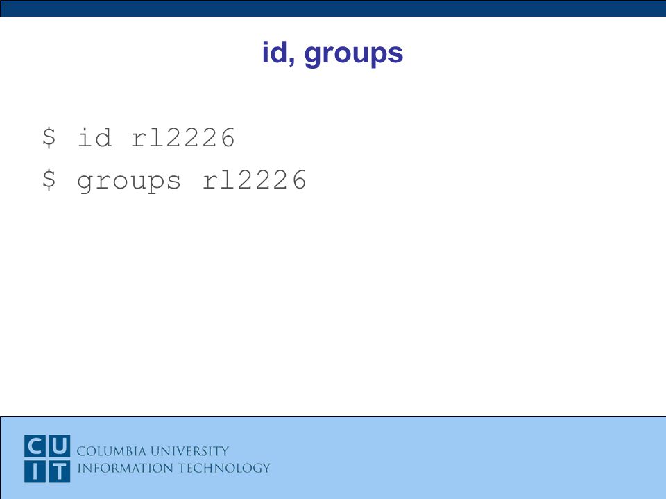id, groups $ id rl2226 $ groups rl2226