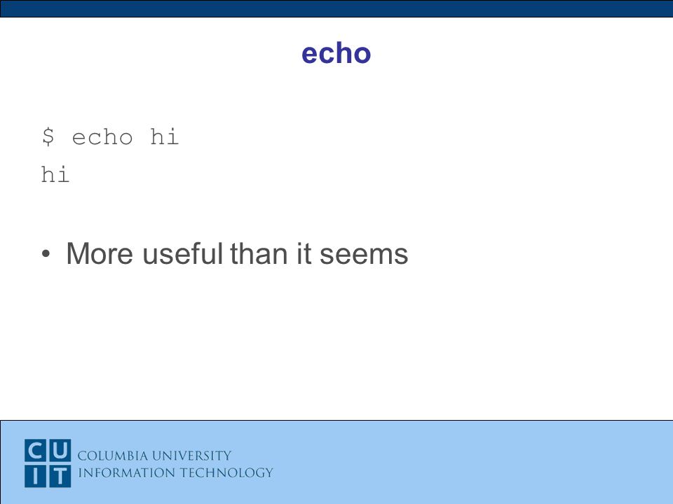 echo $ echo hi hi More useful than it seems