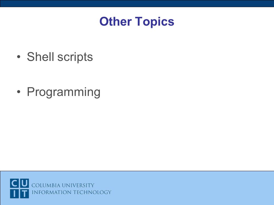 Other Topics Shell scripts Programming