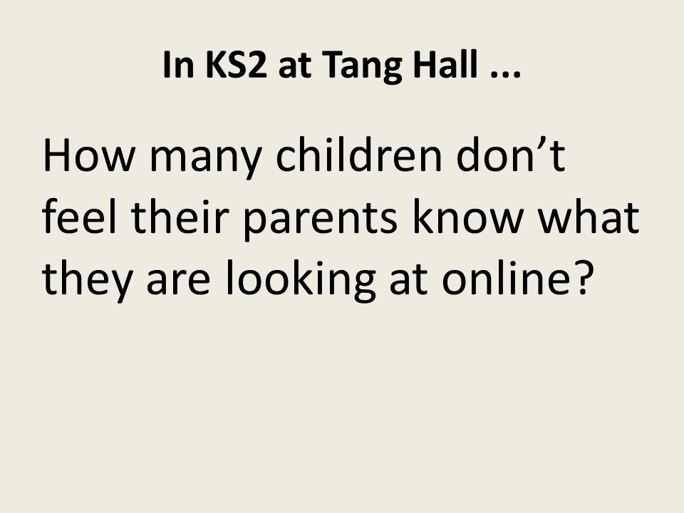 In KS2 at Tang Hall...