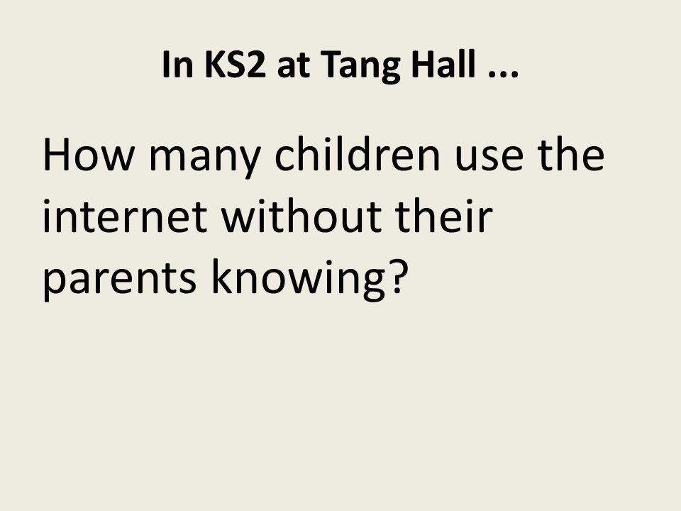 In KS2 at Tang Hall... How many children use the internet without their parents knowing