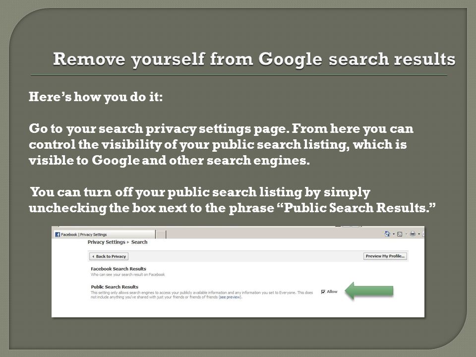 Here’s how you do it: Go to your search privacy settings page.