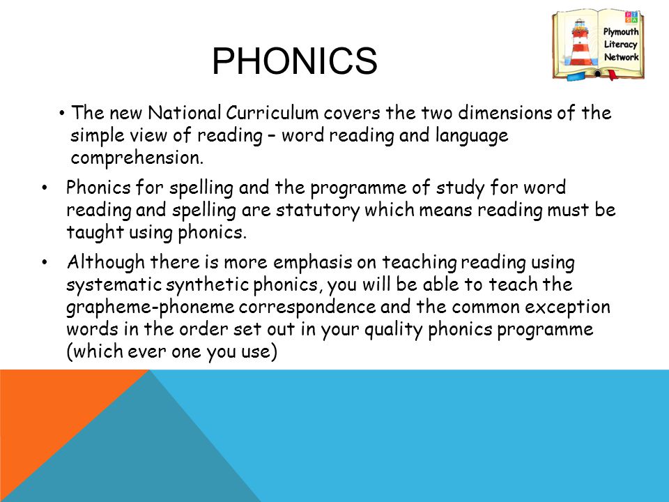 PHONICS The new National Curriculum covers the two dimensions of the simple view of reading – word reading and language comprehension.