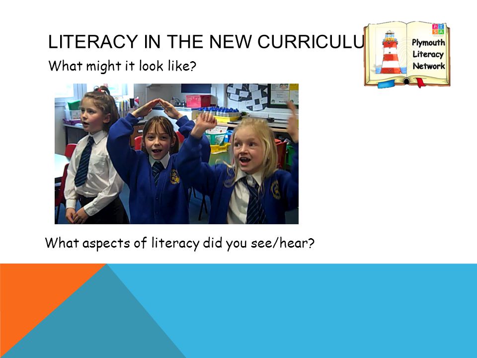 LITERACY IN THE NEW CURRICULUM What might it look like What aspects of literacy did you see/hear