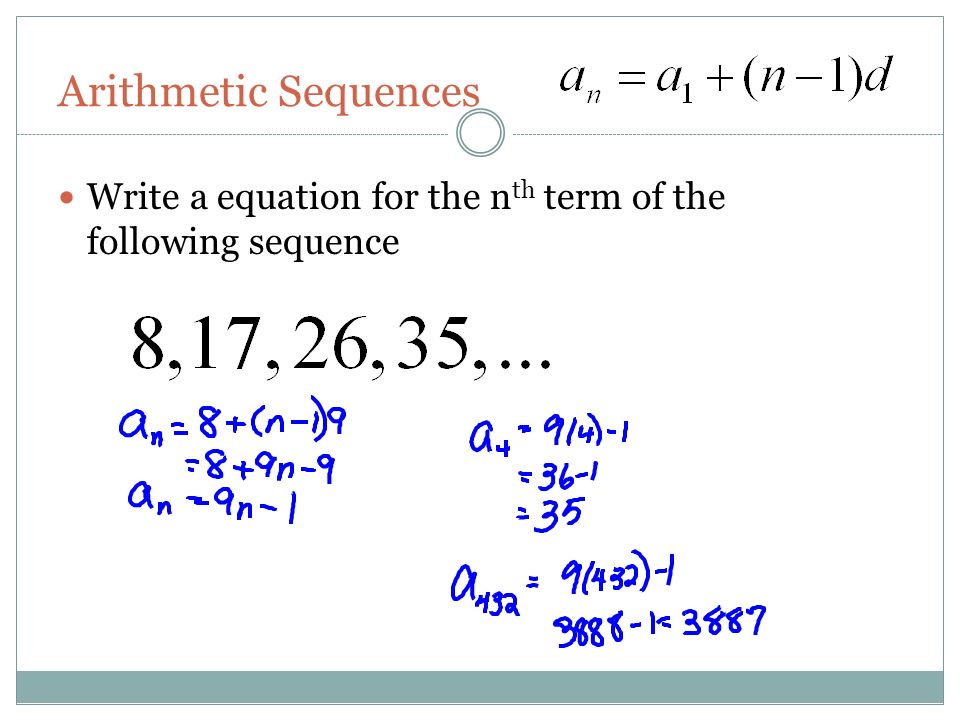 how to find the first term of an arithmetic sequence given two terms find the tenth term in each sequence