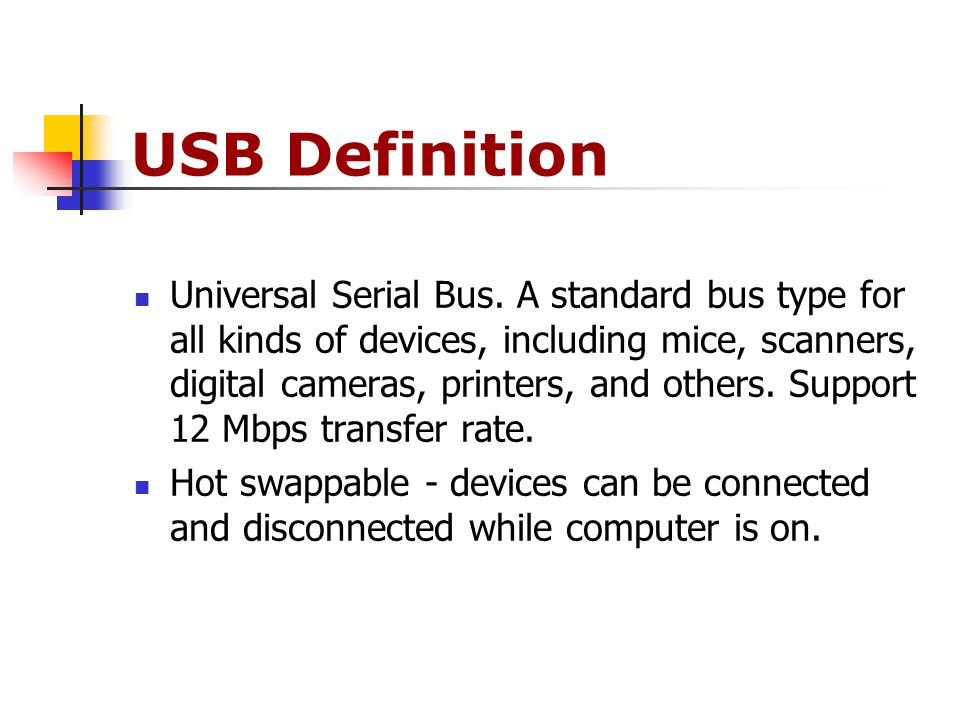 USB UNIVERSAL SERIAL BUS. Typical Test Setup USB Definition Universal  Serial Bus. A standard bus type for all kinds of devices, including mice,  scanners, - ppt download