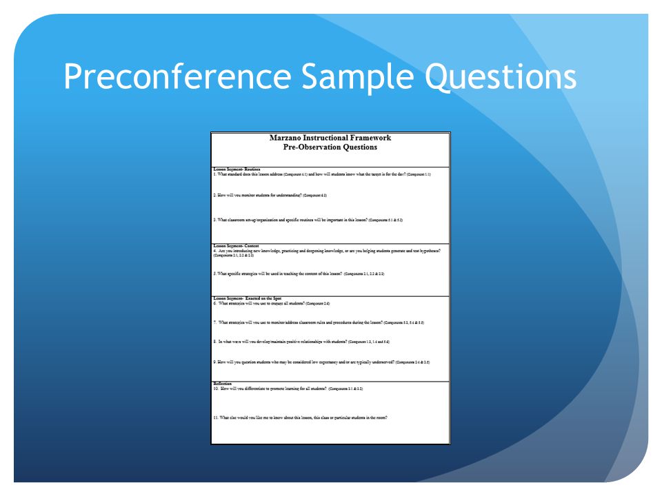 Preconference Sample Questions