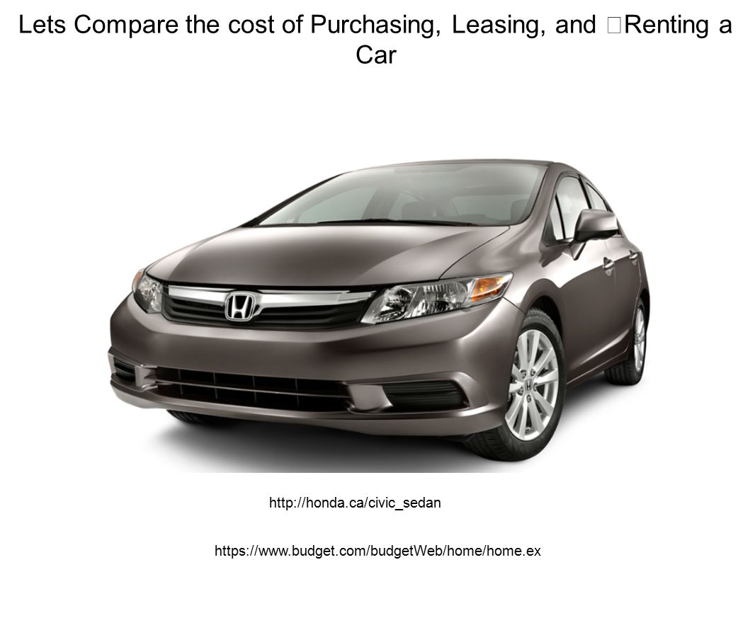 Lets Compare the cost of Purchasing, Leasing, and Renting a Car