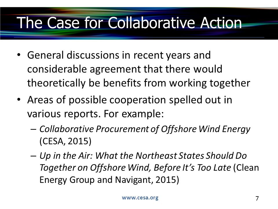 7 General discussions in recent years and considerable agreement that there would theoretically be benefits from working together Areas of possible cooperation spelled out in various reports.