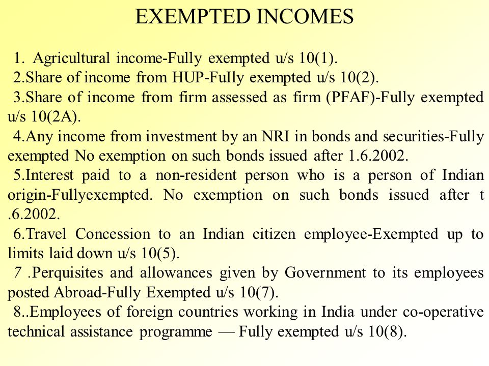 Which income is fully exempted from tax in India?