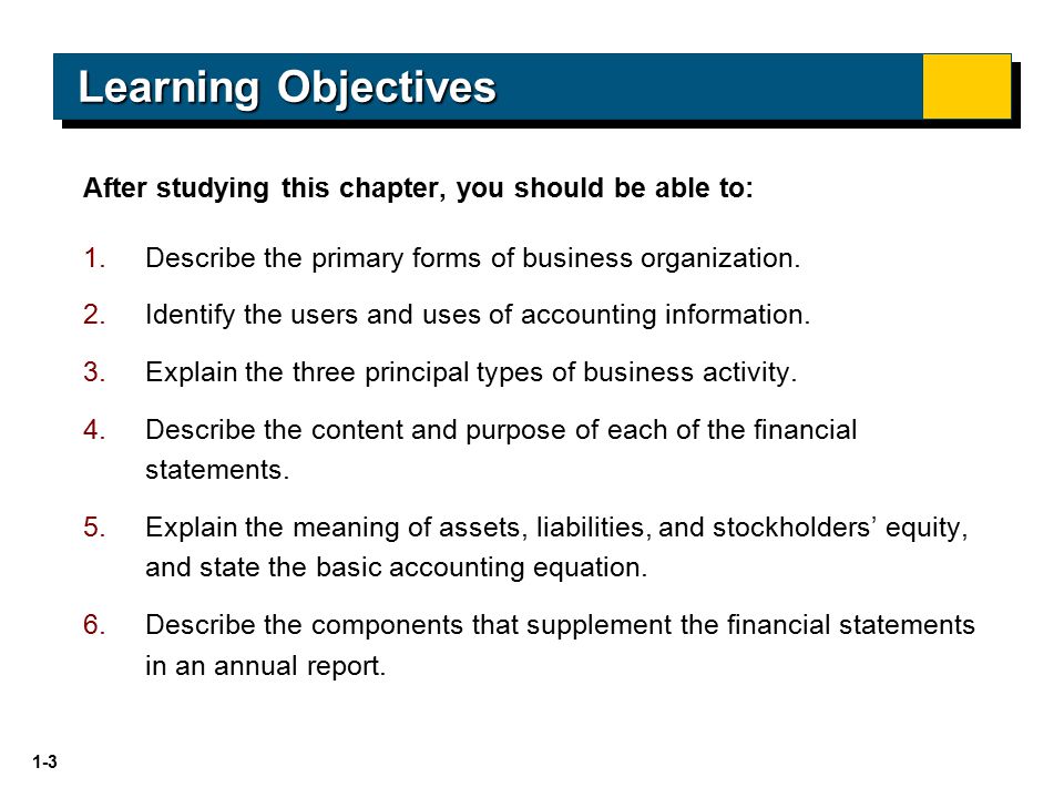 purpose of business organization in accounting