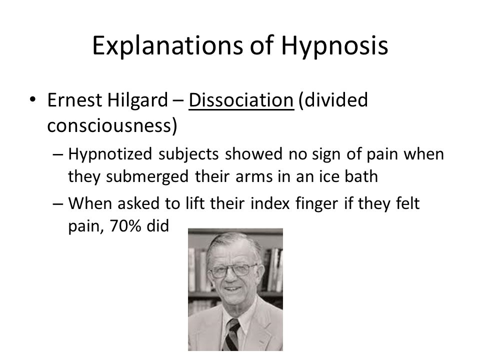 how does ernest hilgard explain pain reduction through hypnosis