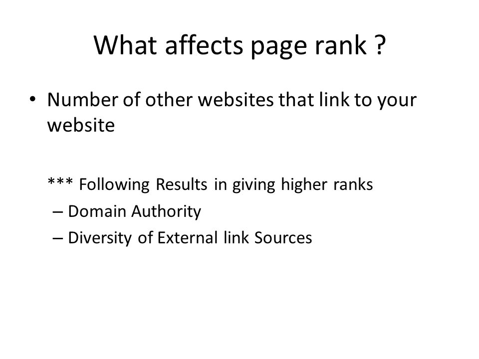 What affects page rank .