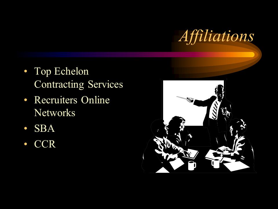 Affiliations Top Echelon Contracting Services Recruiters Online Networks SBA CCR